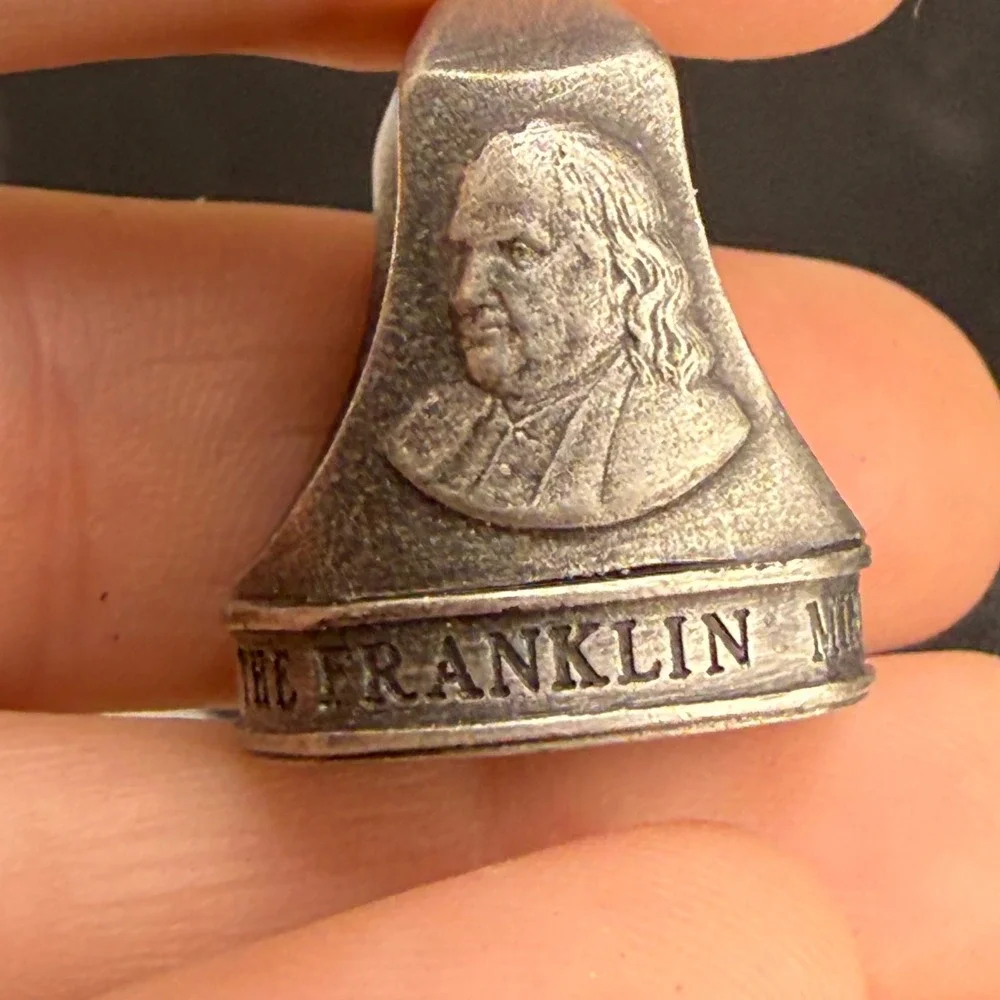 Vintage Franklin Mint Wax Seal Silver Tone Benjamin Franklin Collectors Society